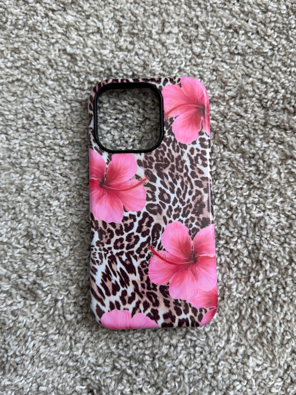 iPhone 14 Pro Pink Floral Leopard Print Phone Case